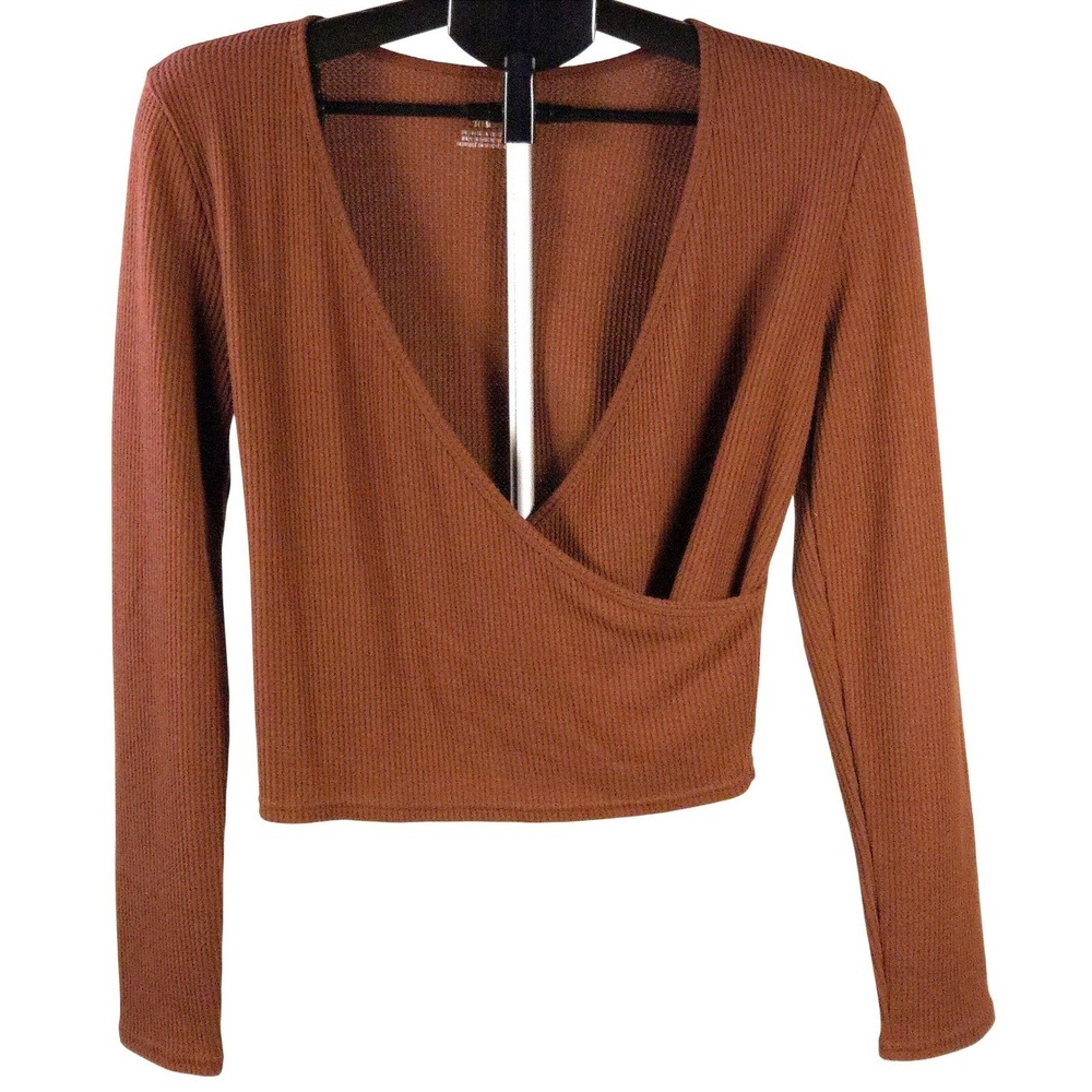 Women's‎ Aerie Medium Faux Wrap Waffle Knit Top Bobo Fairy